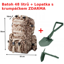 Akce batoh taktický 48 litů acu digital coyote + Lopatka zdarma