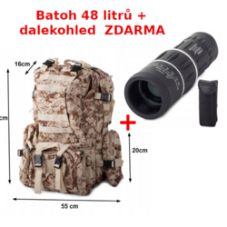 Akce batoh taktický 48 litů acu digital coyote + dalekohled zdarma