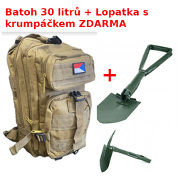 Batoh army coyote 28 litrů + Lopatka s krumpáčkem ZDARMA