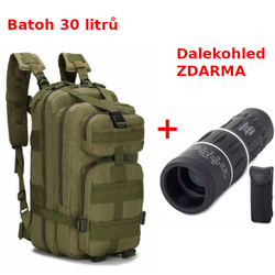 Batoh army zelený 30l + dalekohled ZDARMA