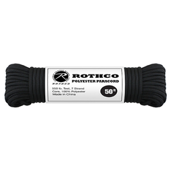 Šňůra PARACORD polyester 550LB 15 m 4mm ČERNÁ