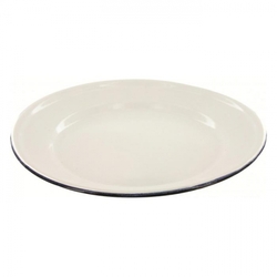 Talíř smaltovaný mělký BÍLÝ s modrým okrajem 25 cm Talíř smaltovaný mělký BÍLÝ s modrým okrajem 25 cm
