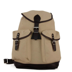 Batoh TRUCKSACK 14l s koženými prvky KHAKI/TMAVĚ HNĚDÁ kůže